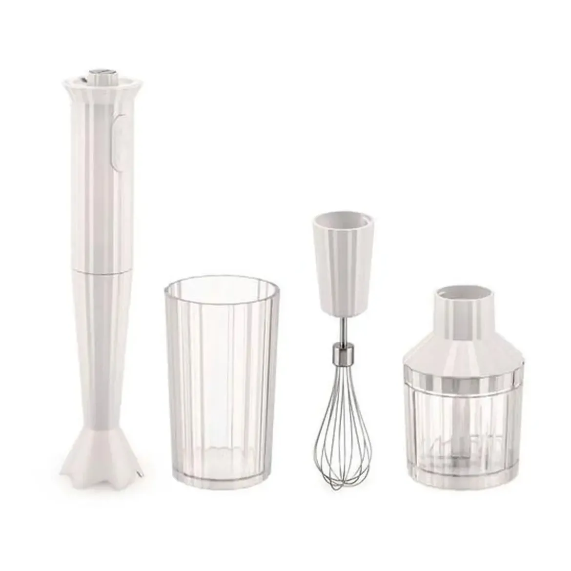 Alessi Stabmixer-Set 4-tlg. Plissé weiß