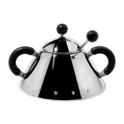 Alessi Zuckerdose mit Löffel schwarz Michael Graves Black Edition