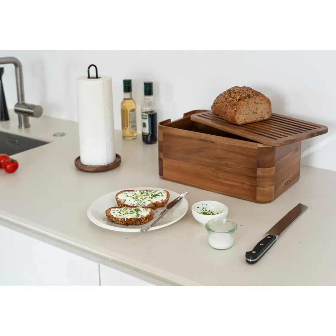 Continenta Brotkasten 36x23x16 cm Akazie