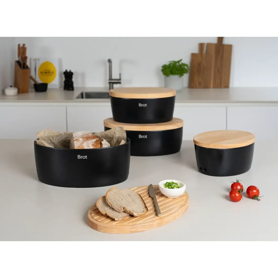 Continenta Brottopf oval 27x20cm H.13,5cm Keramik schwarz
