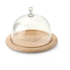 Continenta Käseglocke 2 tlg. Holz / Glas 20cm H 14cm