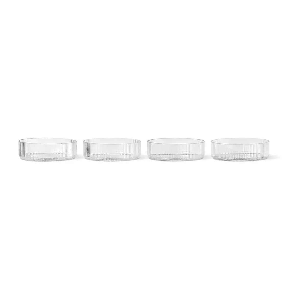 ferm LIVING Servierschüsseln 12,2 cm 4er-Set Ripple klar