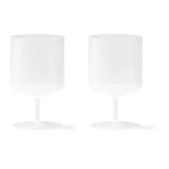 ferm LIVING Weinglas 2er-Set Ripple weiß