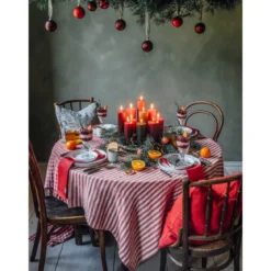Lovely Linen Tischdecke 145x300 cm Misty Edge Real Red
