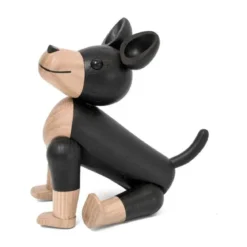 Novoform Charlie the dog Holzfigur natural and black oak