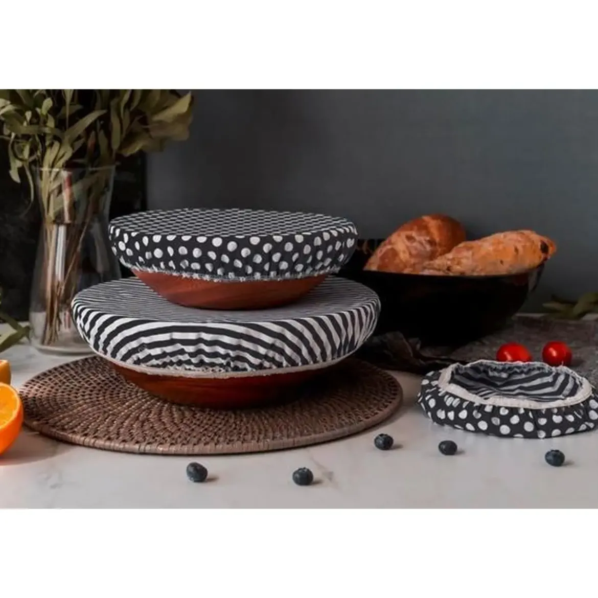 Nuts Innovations AG Textildeckel 3er Set schwarz/weiß gestreift unbewachst