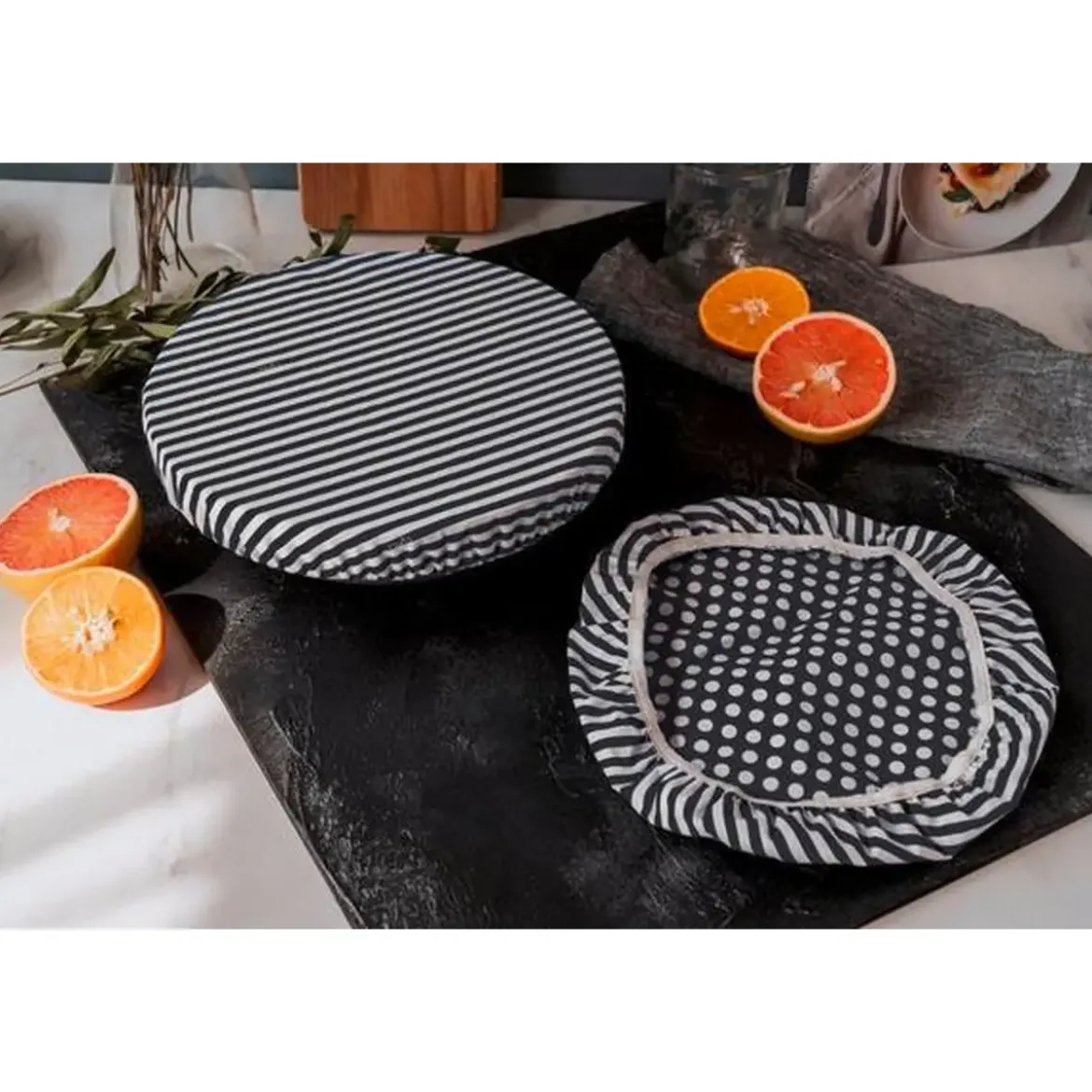 Nuts Innovations AG Textildeckel 3er Set schwarz/weiß gestreift unbewachst