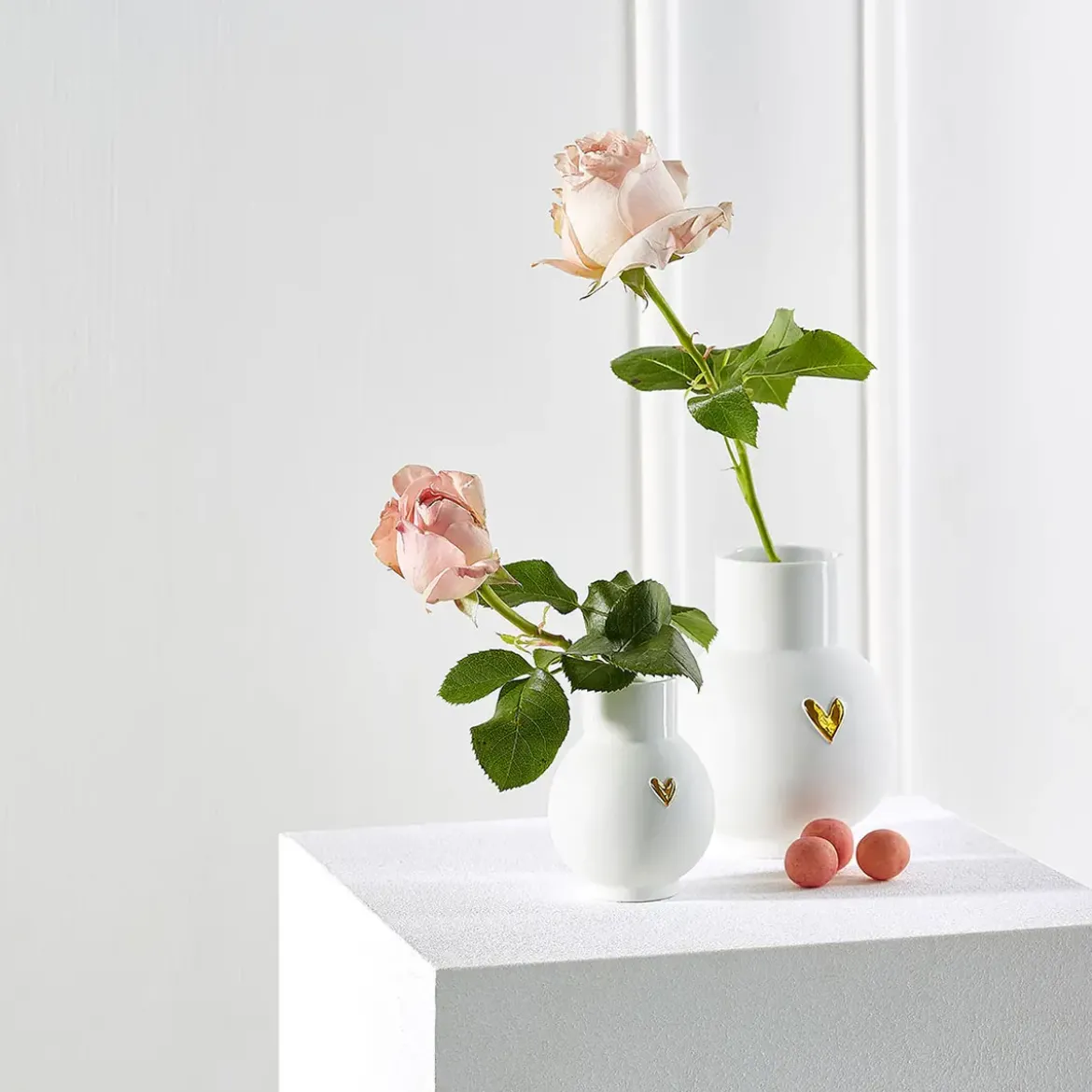 Räder Kugelvase Herz Gold 13 cm Lovely weiß
