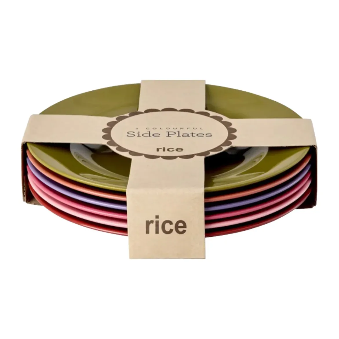 Rice Malamin-Beilagenteller rund Ø20cm 6er-Set