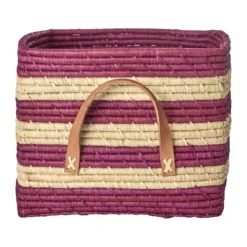 Rice Raffia Aufbewahrungskorb 30 cm Aubergine