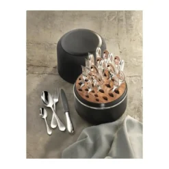 Robbe & Berking The Box - Martele 150 g versilbert inkl. 24-tlg Besteckset Frozen Black