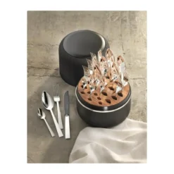 Robbe & Berking The Box - Riva 150 g versilbert inkl. 24-tlg Besteckset Frozen Black