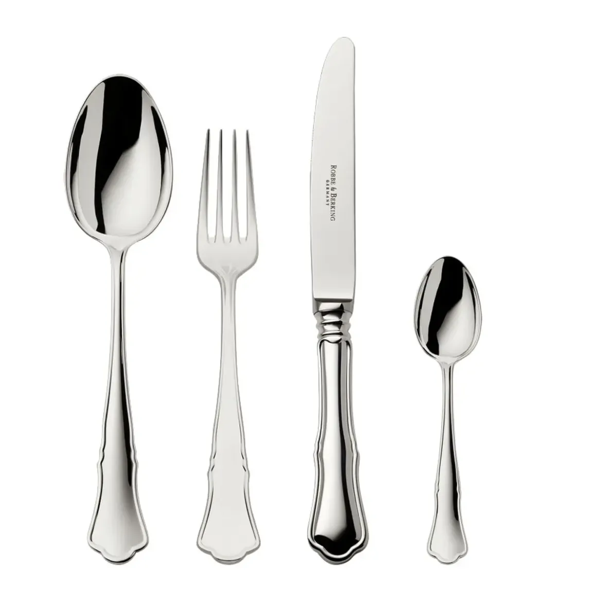 Robbe & Berking 4 tlg. Garnitur Alt Chippendale 150 g versilbert