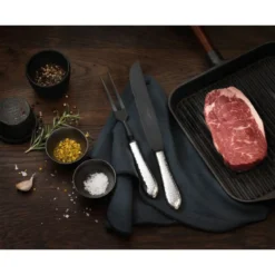 Robbe & Berking Tranchiergabel Frozen Black Martelé 925 Sterlingsilber