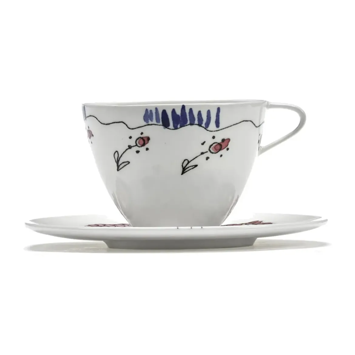 Serax Kaffeetasse mit Untere 11 cm Midnight Flowers Anemone Milk Mauve