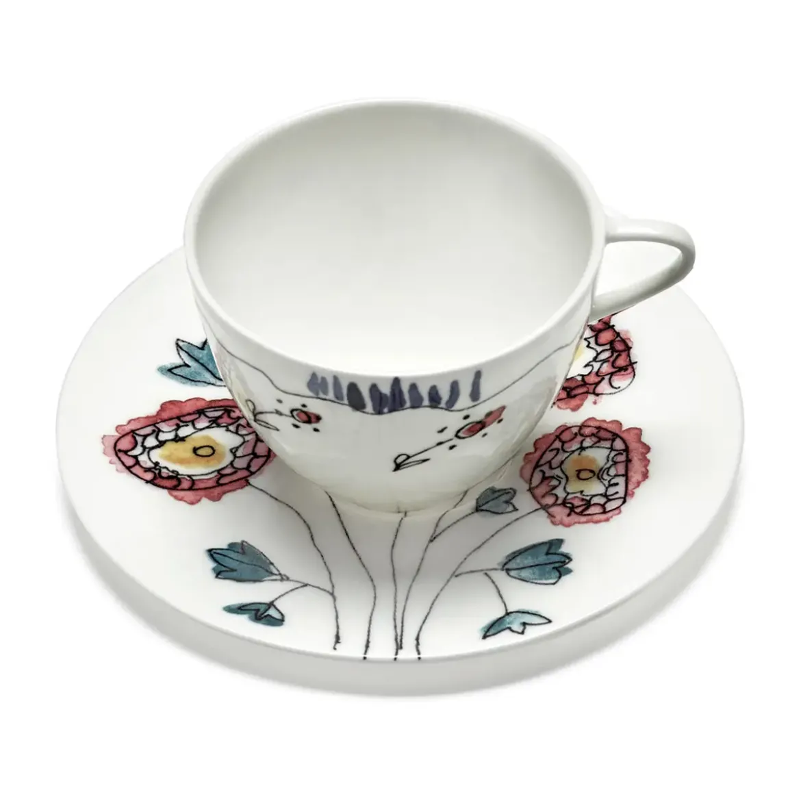 Serax Kaffeetasse mit Untere 11 cm Midnight Flowers Anemone Milk Mauve