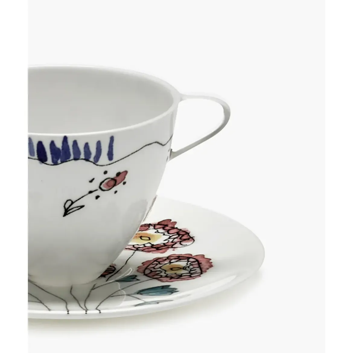 Serax Kaffeetasse mit Untere 11 cm Midnight Flowers Anemone Milk Mauve