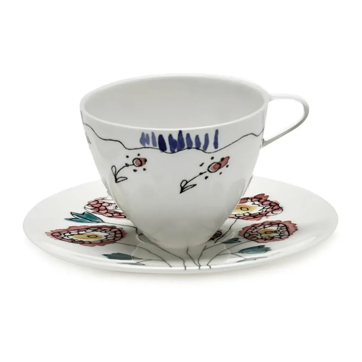 Serax Kaffeetasse mit Untere 11 cm Midnight Flowers Anemone Milk Mauve