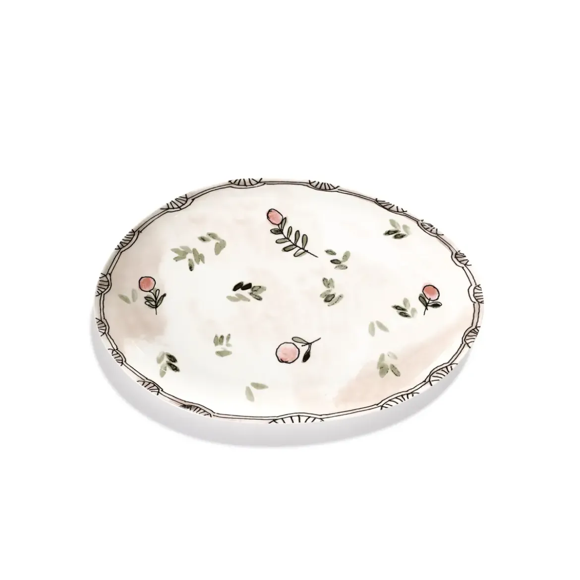 Serax Teller °2 35x22 cm Midnight Flowers Mirtillo Nude